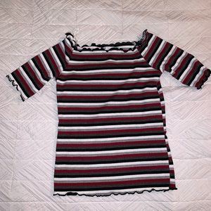 Tight, off the shoulder, striped crop top